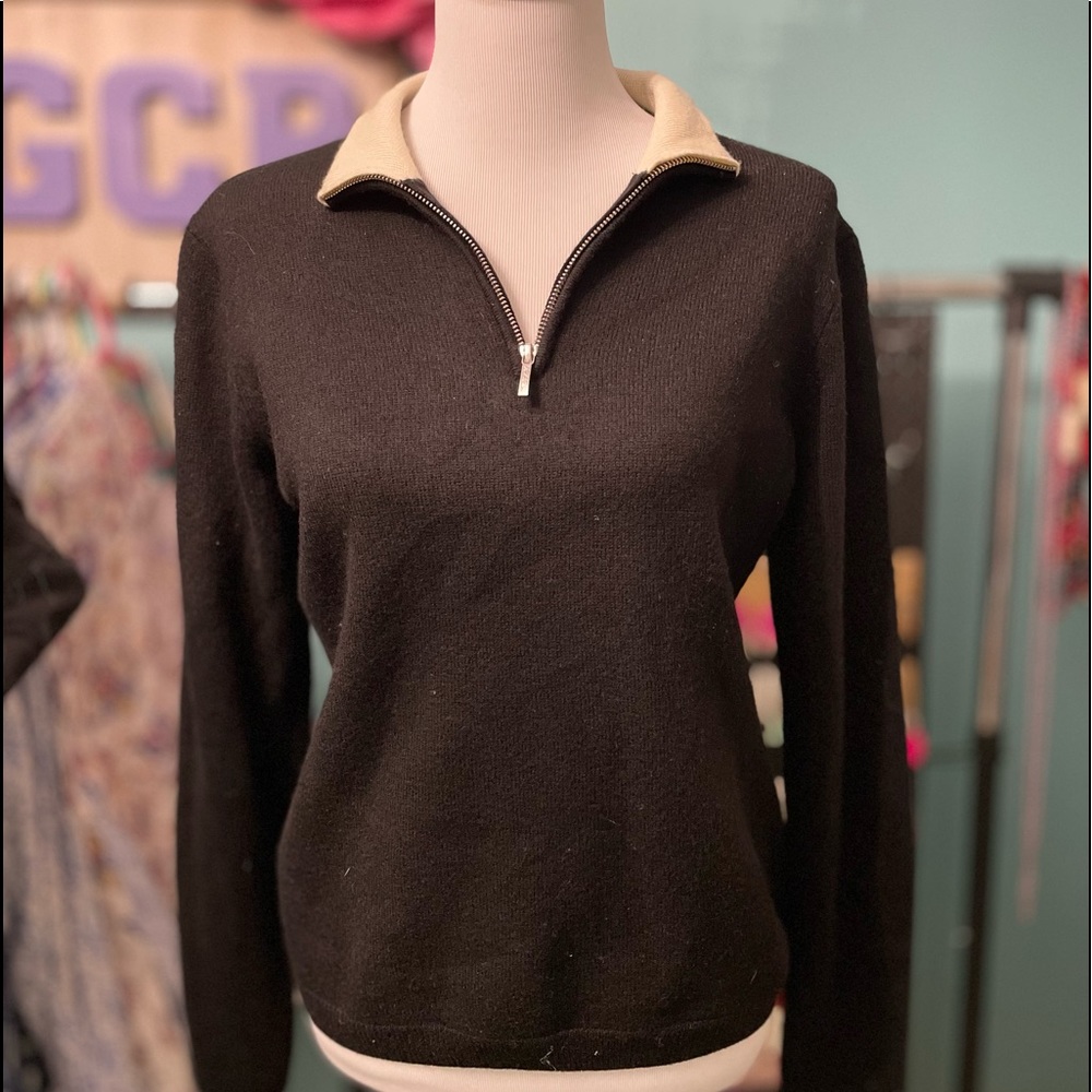 Brooks Brothers Black XL half zip sweater